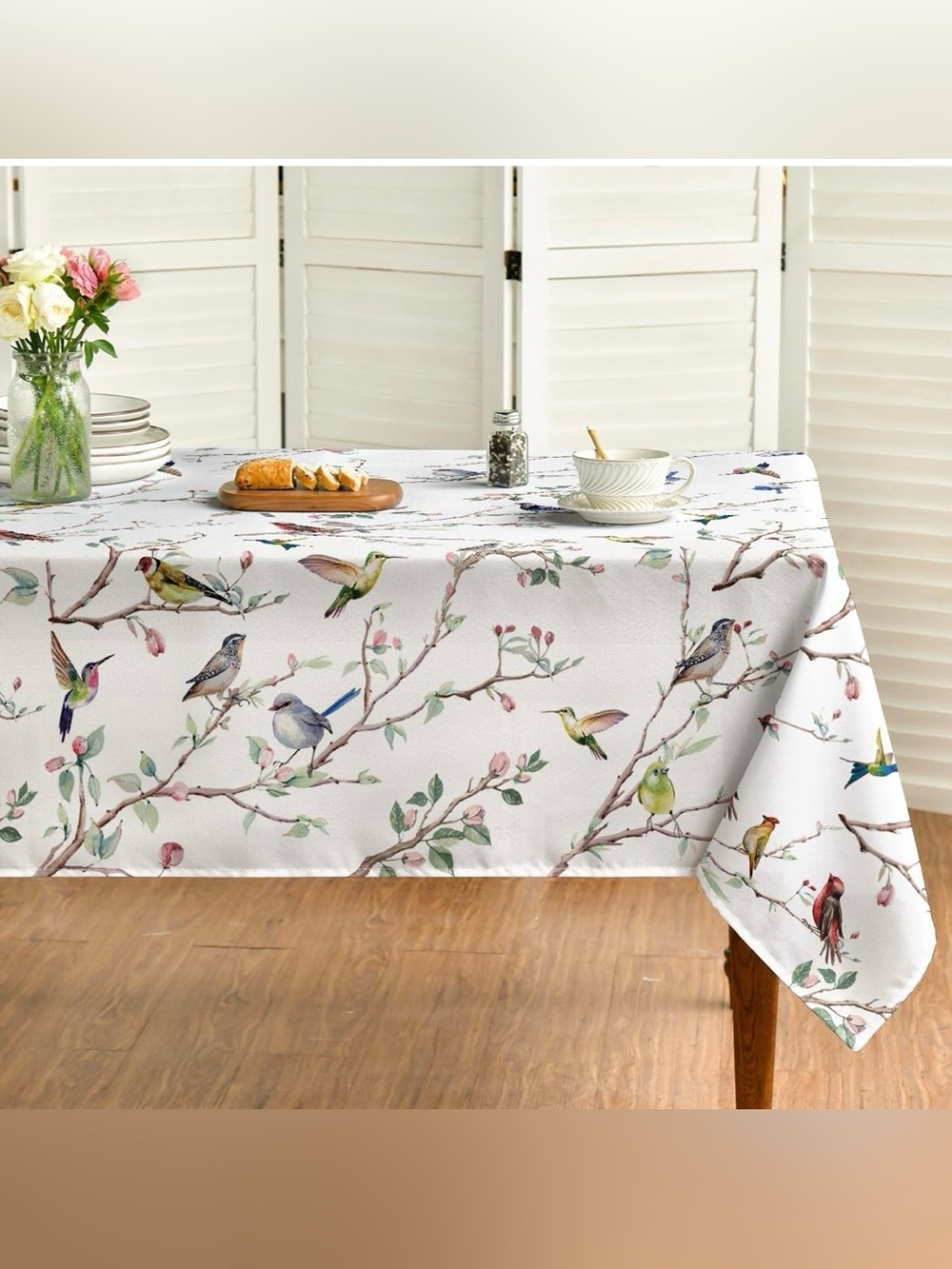 Horaldaily Spring Summer Tablecloth 60 x 120 Inch Rectangular Birds Branch